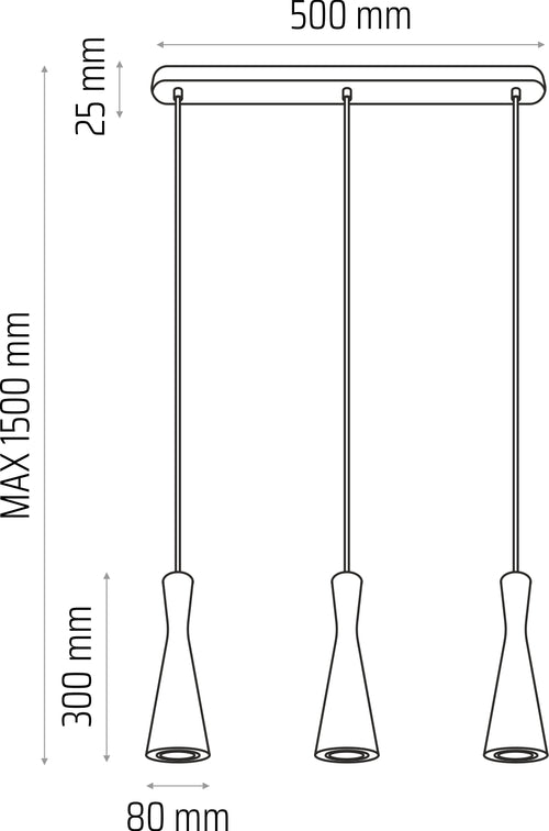 Hanging lamp black Vegas 3 tr - CASA DESIGN