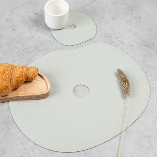 Natural leather placemat and coaster | grey blue - CASA DESIGN