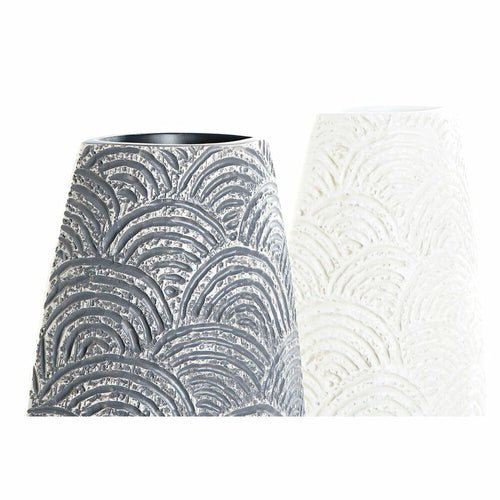 Vase DKD Home Decor 21 x 8 x 58 cm Grey Beige Resin Oriental (2 Units) - CASA DESIGN