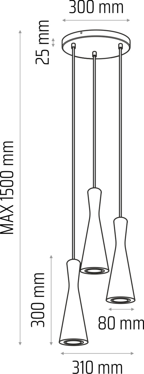 Vegas hangs 3 fl (plaphone) grey - CASA DESIGN