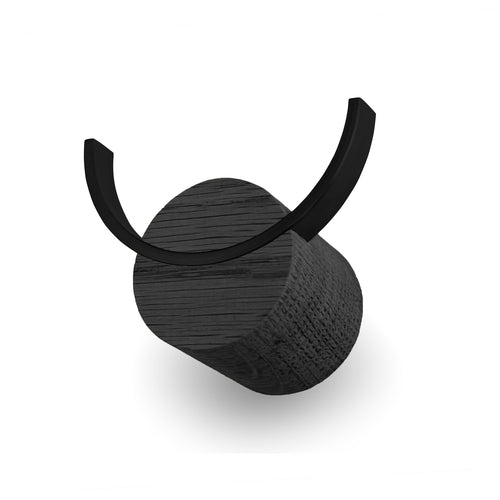 Wall hook DEER | Black painted oak wood, black painted steel - CASA DESIGN